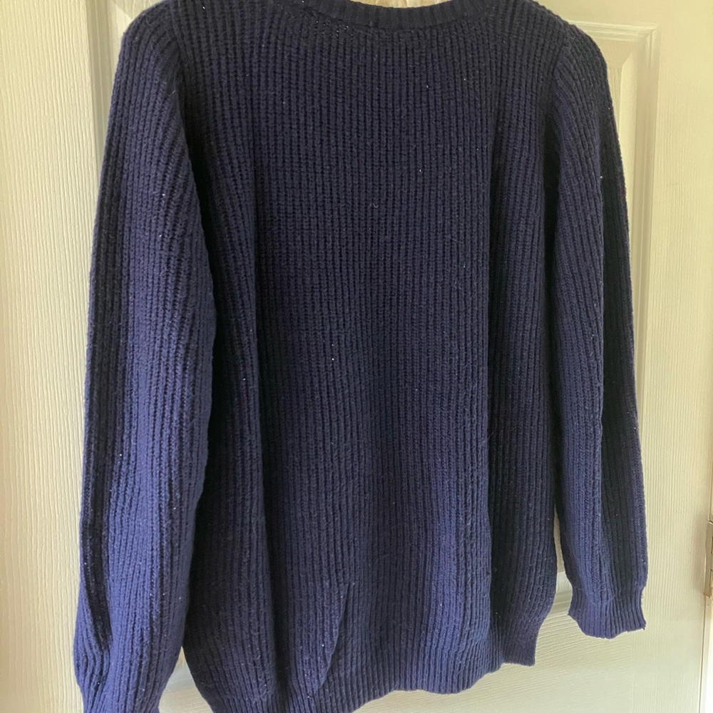 Navy Blue Ribbed Sweater - Picture 2 of 5